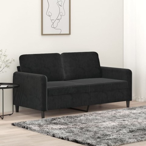 Sofa 2-osobowa, czarna, 140 cm, tapicerowana aksamitem Lumarko!