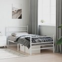 Metalowa rama łóżka z wezgłowiem i zanóżkiem, biała, 100x190 cm Lumarko!