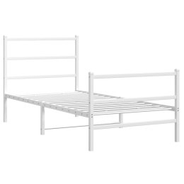 Metalowa rama łóżka z wezgłowiem i zanóżkiem, biała, 90x190 cm Lumarko!