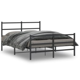 Metalowa rama łóżka z wezgłowiem i zanóżkiem, czarna, 140x190cm Lumarko!