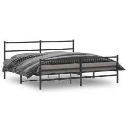 Metalowa rama łóżka z wezgłowiem i zanóżkiem, czarna, 183x213cm Lumarko!