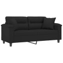 2-osobowa sofa z poduszkami, czarna, 140 cm, mikrofibra Lumarko!