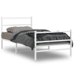 Metalowa rama łóżka z wezgłowiem i zanóżkiem, biała, 107x203 cm Lumarko!