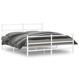 Metalowa rama łóżka z wezgłowiem i zanóżkiem, biała, 160x200 cm Lumarko!