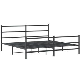 Metalowa rama łóżka z wezgłowiem i zanóżkiem, czarna, 200x200cm Lumarko!