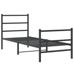 Metalowa rama łóżka z wezgłowiem i zanóżkiem, czarna, 75x190 cm Lumarko!