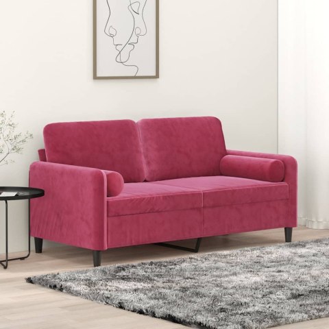 2-osobowa sofa z poduszkami, winna czerwień, 140 cm, aksamit Lumarko!