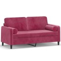 2-osobowa sofa z poduszkami, winna czerwień, 140 cm, aksamit Lumarko!