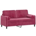 2-osobowa sofa z poduszkami, winna czerwień, 140 cm, aksamit Lumarko!