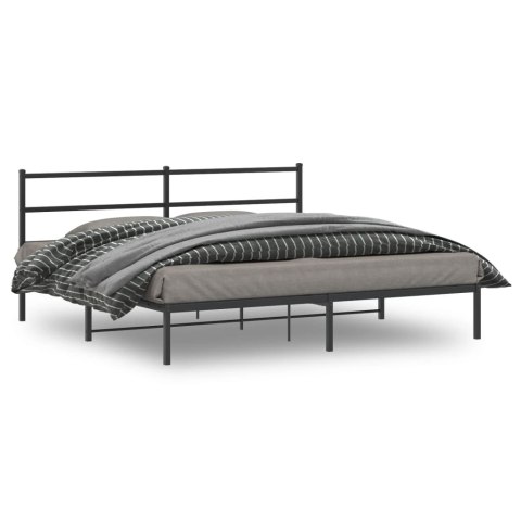Metalowa rama łóżka z wezgłowiem, czarna, 183x213 cm Lumarko!