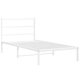Metalowa rama łóżka z wezgłowiem, biała, 107x203 cm Lumarko!