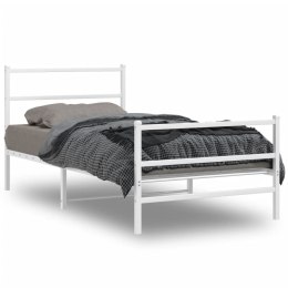 Metalowa rama łóżka z wezgłowiem i zanóżkiem, biała, 100x200 cm Lumarko!