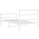 Metalowa rama łóżka z wezgłowiem i zanóżkiem, biała, 100x200 cm Lumarko!