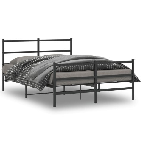 Metalowa rama łóżka z wezgłowiem i zanóżkiem, czarna, 135x190cm Lumarko!