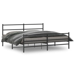 Metalowa rama łóżka z wezgłowiem i zanóżkiem, czarna, 193x203cm Lumarko!