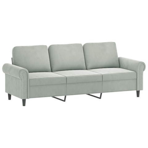 3-osobowa sofa z poduszkami, jasnoszara, 180 cm, aksamit Lumarko!