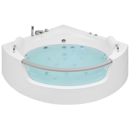 Wanna narożna LED z hydromasażem biała 187 x 136 cm MANGLE