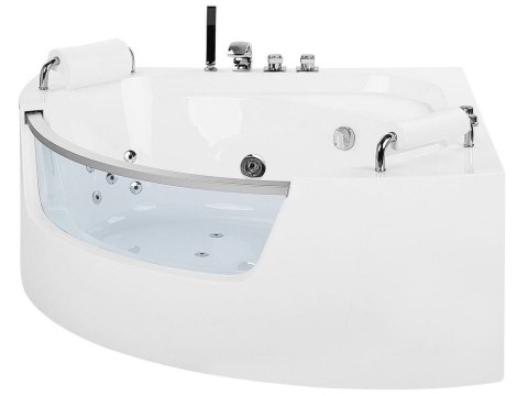 Wanna narożna LED z hydromasażem biała 187 x 136 cm MANGLE