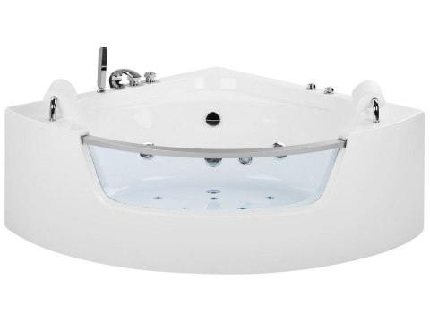 Wanna narożna LED z hydromasażem biała 187 x 136 cm MANGLE