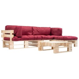4-częściowy zestaw mebli do ogrodu, czerwone poduszki palety z drewna Lumarko!