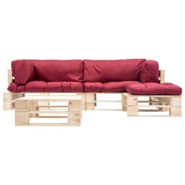 4-częściowy zestaw mebli do ogrodu, czerwone poduszki palety z drewna Lumarko!