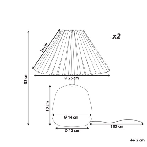 Zestaw 2 lampek nocnych ceramicznych biały ZEYI