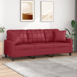 3-osobowa sofa z poduszkami, winna czerwień, 180 cm, sztuczna skóra Lumarko!