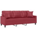 3-osobowa sofa z poduszkami, winna czerwień, 180 cm, sztuczna skóra Lumarko!