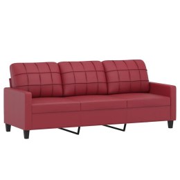 3-osobowa sofa, winna czerwień, 180 cm, sztuczna skóra Lumarko!