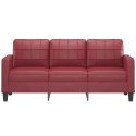 3-osobowa sofa, winna czerwień, 180 cm, sztuczna skóra Lumarko!