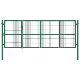 Brama ogrodzeniowa ze słupkami, 350 x 120 cm, stalowa, zielona Lumarko!