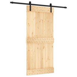 Drzwi przesuwne z osprzętem, 95x210 cm, lite drewno sosnowe Lumarko!