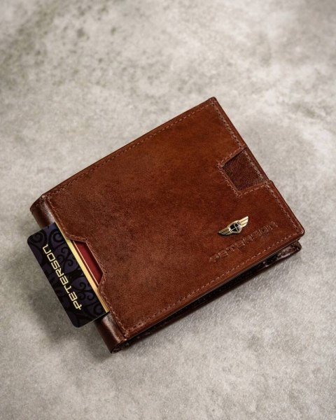 Zestaw prezentowy: skórzany portfel męski, etui i brelok - Peterson Lumarko!