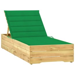 Leżak z zieloną poduszką, impregnowane drewno sosnowe Lumarko!