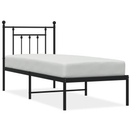 Metalowa rama łóżka z wezgłowiem, czarna, 75x190 cm Lumarko!