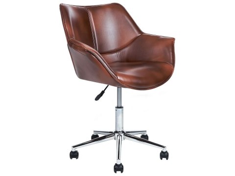 Krzesło biurowe regulowane ekoskóra brązowe NEWDALE