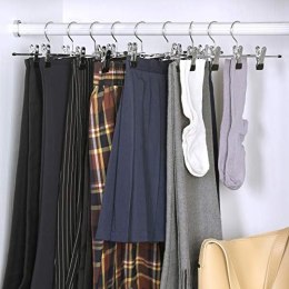 Metalowe wieszaki na spodnie, opakowanie 20, nie poślizgowe wieszaki na spódnice z klipsami do spodni, długości 31 cm, ciężki, c