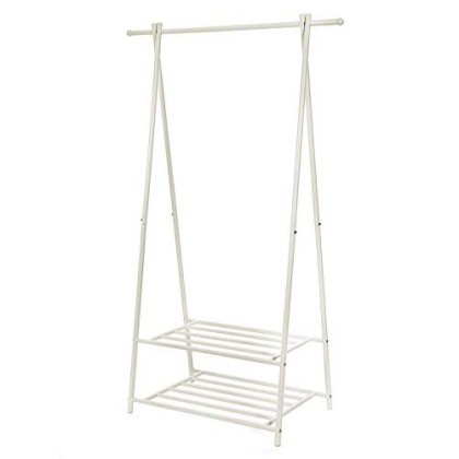 Metalowy wieszak na ubrania z półką na buty czarny 87,5 x 155 x 41 cm