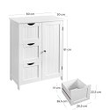 Szafka do przechowywania w łazience, szafka podłogowa z 3 dużymi szufladami i 1 regulowana półka, 60 x 30 x 81 cm, biały BBC49WT