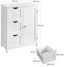 Szafka do przechowywania w łazience, szafka podłogowa z 3 dużymi szufladami i 1 regulowana półka, 60 x 30 x 81 cm, biały BBC49WT