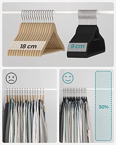Wieszarki aksamitne, zestaw 20 wieszaków z płaszcza, bez poślizgu, z prętem krawatowym i obrotowym haczykiem 360 °, oszczędności