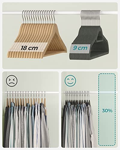 Wieszarki aksamitne, zestaw 20 wieszaków z płaszcza ubrania, bez poślizgu, z batonem krawatowym i obrotowym haczykiem 360 °, osz