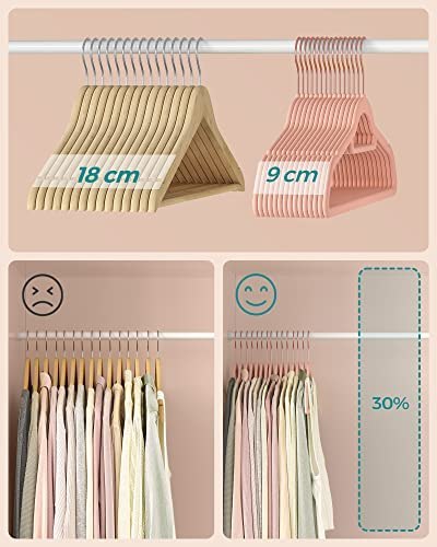 Wieszarki aksamitne, zestaw 50 wieszaków na ubrania, bez poślizgu, z barem i różowym złotym haczykiem, oszczędnością przestrzeni