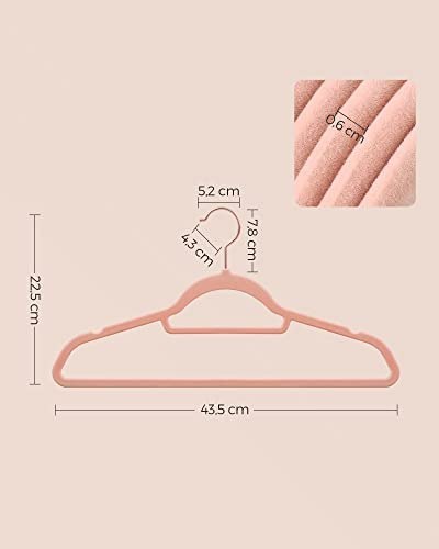 Wieszarki aksamitne, zestaw 50 wieszaków na ubrania, bez poślizgu, z barem i różowym złotym haczykiem, oszczędnością przestrzeni