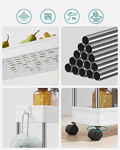 4-poziomowy wózek do przechowywania na kółkach, plastikowy magazyn, organizator półek oszczędnościowych do małych przestrzeni, k