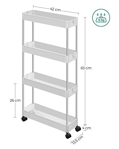 4-poziomowy wózek do przechowywania na kółkach, plastikowy magazyn, organizator półek oszczędnościowych do małych przestrzeni, k