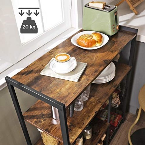 Baker's Rack, Wyspa Kitchen z 2 metalowymi koszykami, półkami i haczykami, 80 x 35 x 95 cm, w stylu przemysłowym, rustykalny brą
