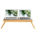 Bambusowe biurko laptopa, składany stół do łóżka, dla leworęcznego, praworęcznego, sofy regulowanej wysokości, 72 x (21-29) x 35