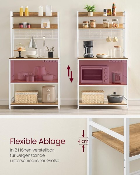 KKS025W41EU SHEFT Z GWARANTYM, PŁATKA MIKROWAVE z płytą siatki, 14 haczyków, 40 x 80 x 170 cm, vintage brąz/biały