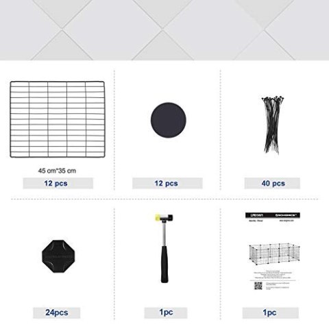 Kojec dla zwierząt, duża obudowa ćwiczeń, Modułowy ogrodzenie metalowe dla chomika, zwierzaka, małych zwierząt, czarnych